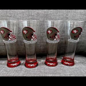 San Francisco 49ers Helmet Set of 4 Pilsner Glasses with logo on bottom